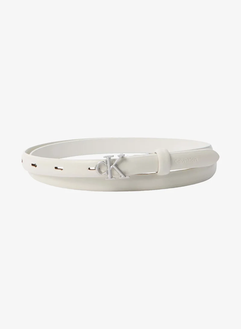 CALVIN KLEIN Monogram Buckle Slim Leather Belt